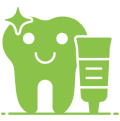 Smiling tooth with toothpaste icon illustration.